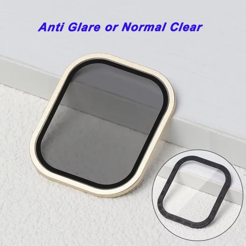 Screen Protector For Apple Watch Band Ultra 49mm Tempered Glass Anti-Scratch Glare HD Full Film Metal Bumper iWatch Ultra 49mm
