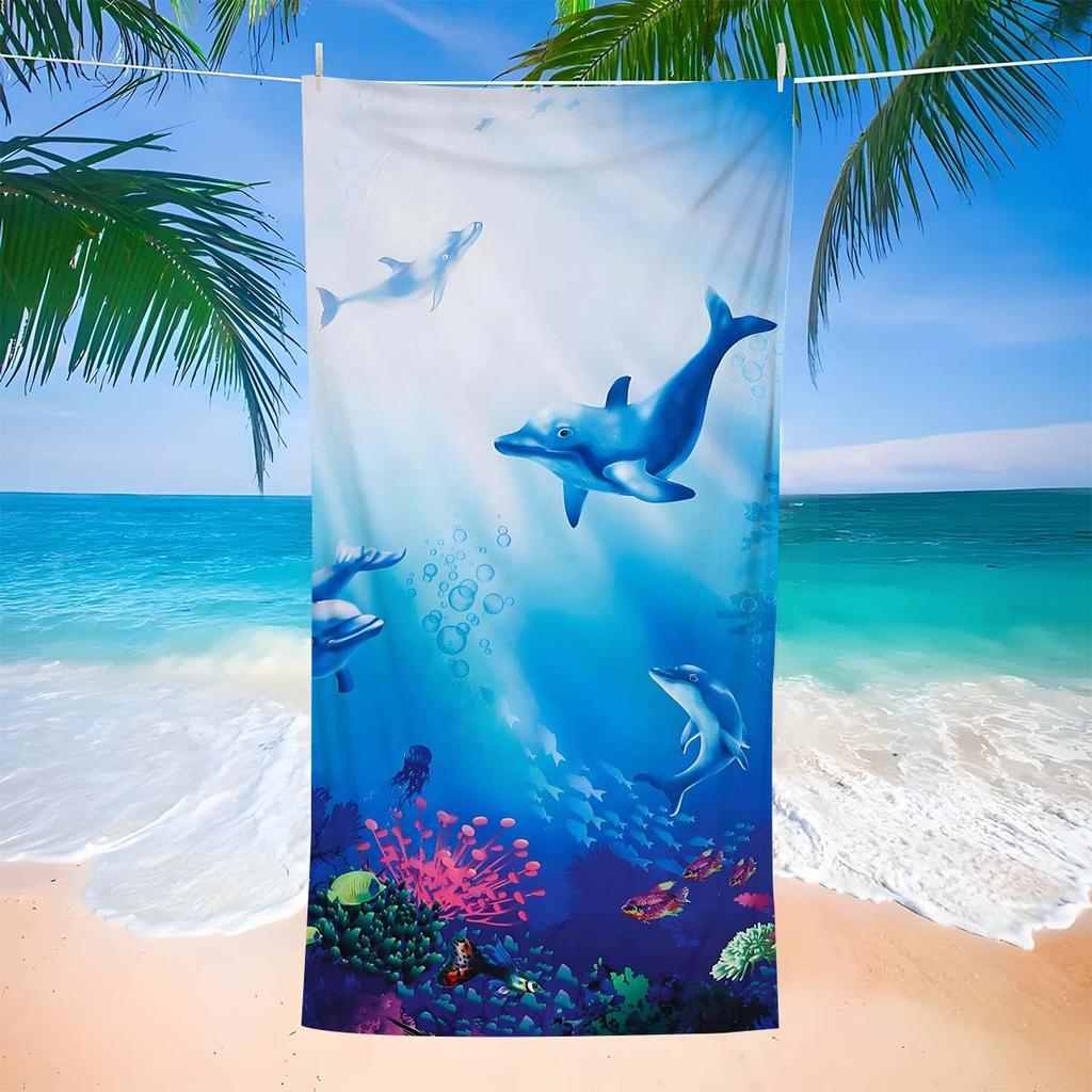Watercolor Butterfly & Flower Beach Towel Floral Print Quick Dry Absorbent Towel for Girls