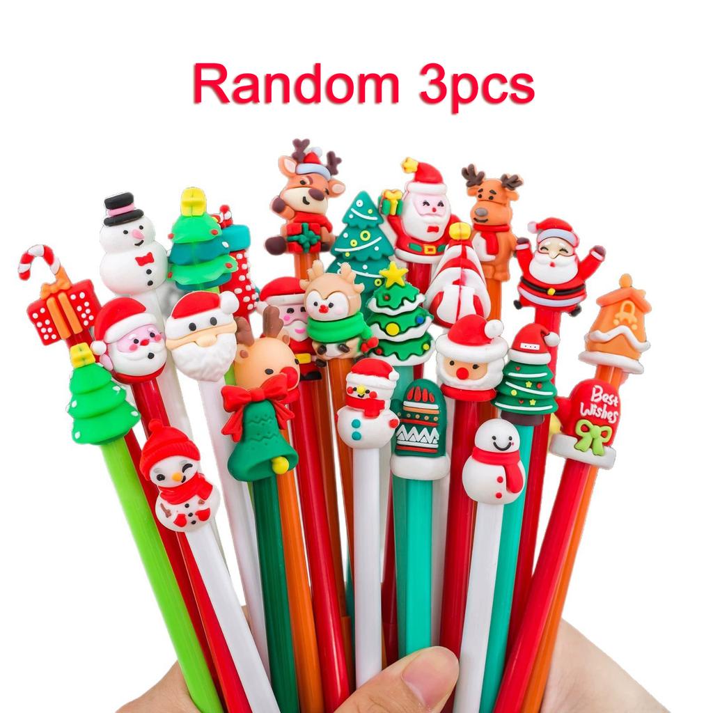 Non-Toxic Christmas Pens Cartoon Gel Ink Roller Ball Pen New Year Kids Gift Birthday Party Favors School Stationary Student Prize Gifts