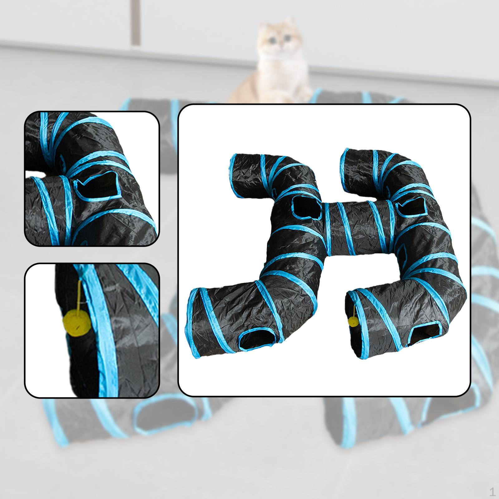 

Amusement Cat Hideout Tunnel with Interactive Peeking Holes Blue Black