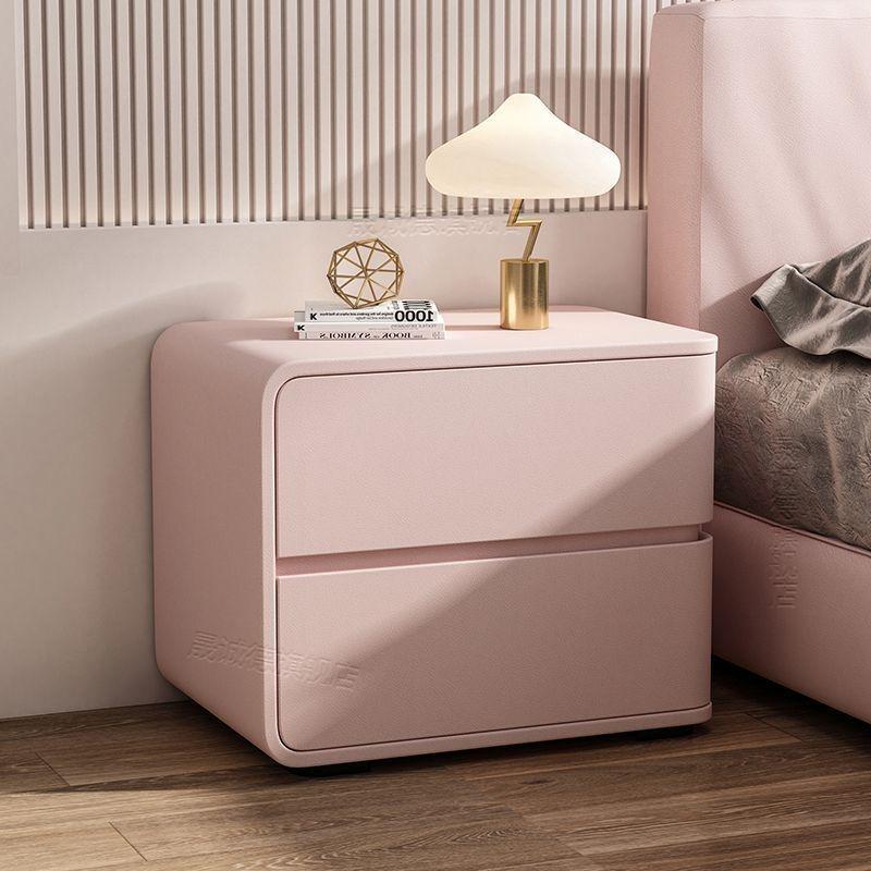 Modern Cream Leather Bedside Table - No Installation Needed