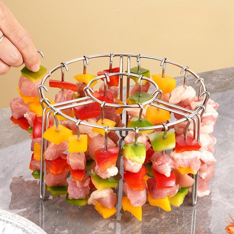 Air Fryer Grill, Haushalts-Edelstahl-Vertikalgrillstab, hängende Grillspieße, Grillwerkzeuge für Familienfeiern