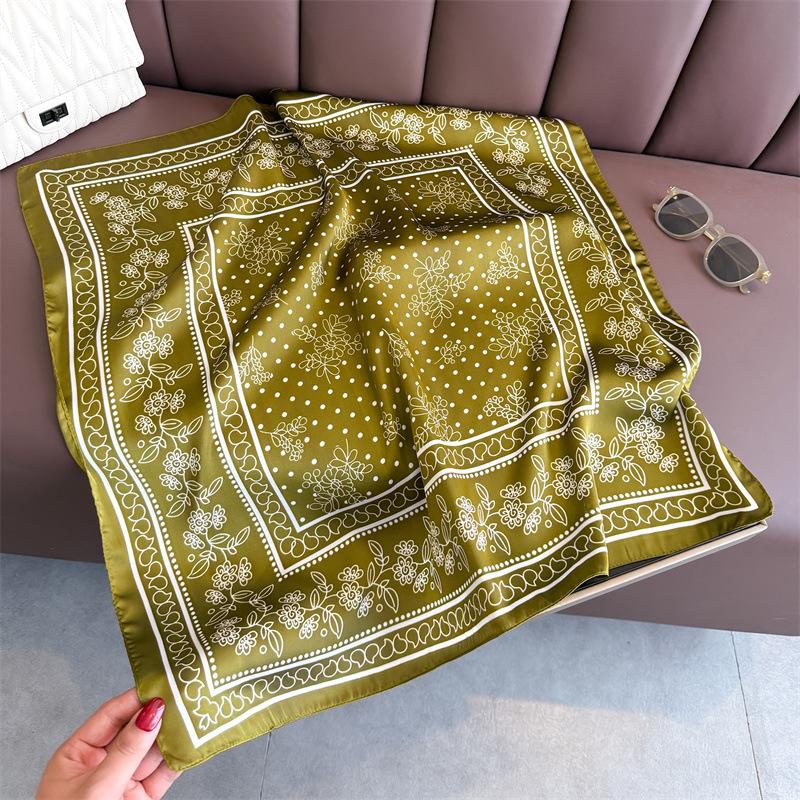 Fashion Scarf Women Silk Scarves Square Bandana Hijab Wrap Dot Designer Neckerchief Shawl Kerchief Hair Band Foulard Luxury