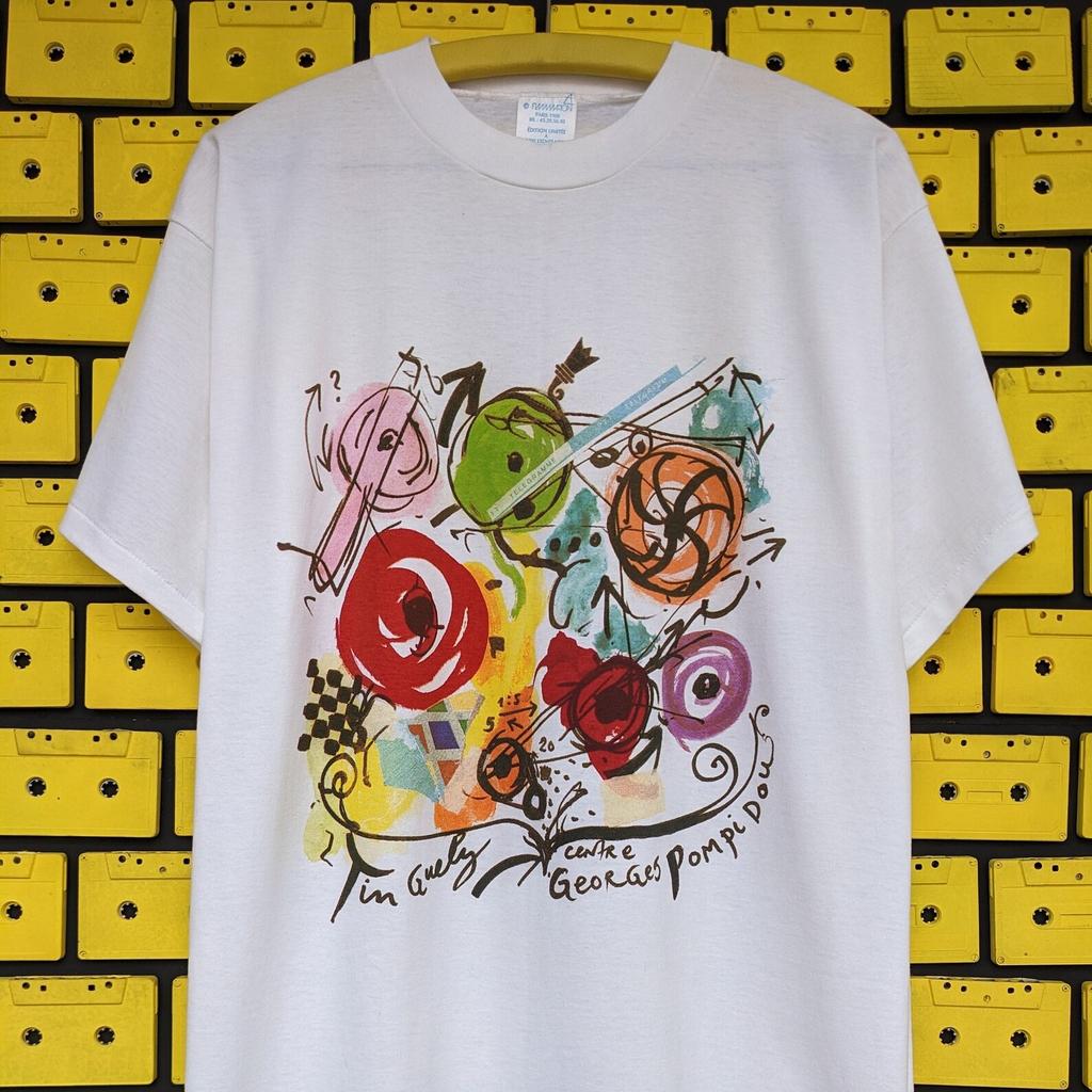 Vintage 1988 Jean Tinguely T Shirt Swiss Modern Art Metamatic Sculptor Dadaism Avant Garde Artist Flammarion Tee Size M/L