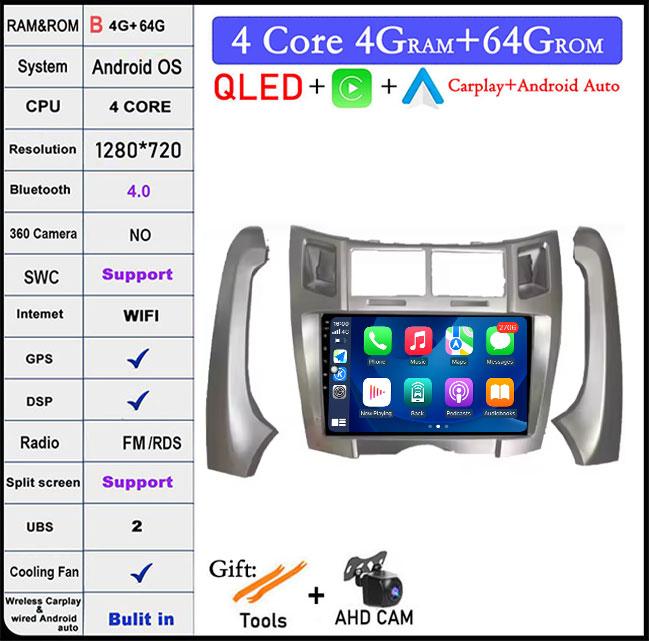 9 Inch For Toyota Yaris Vizi 2005-2012 Android AutoCarplay Multimedia Player Car Radio Wireless GPSNavigator 4G WIF|BT