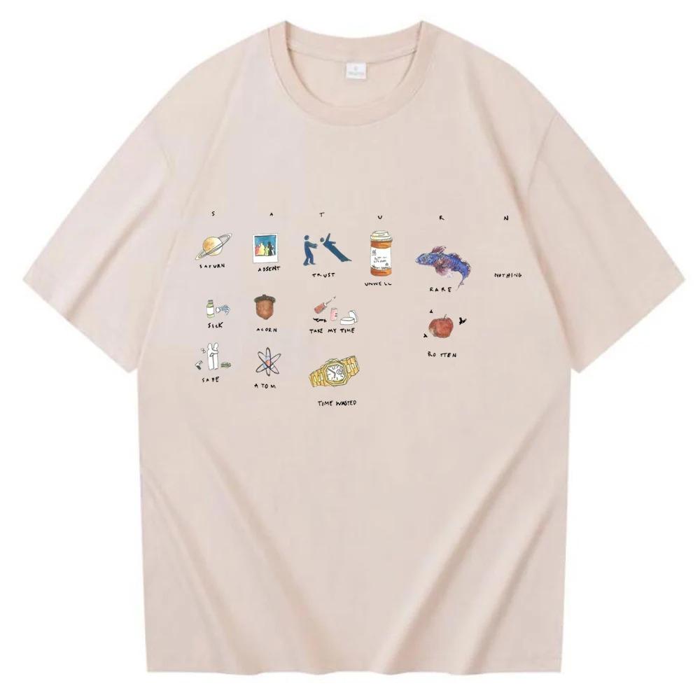 

2024 Sza Saturn T-Shirts Unisex Harajuku O-Neck Short Sleeve Shirts Fans Gift 4XL