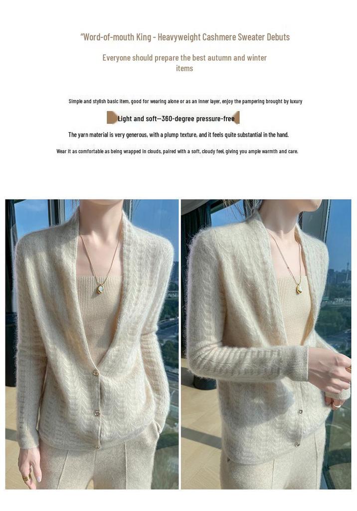 Women's 100% Wool Stand Collar Cardigan - Autumn/Winter Fashion Versatile Outerwear