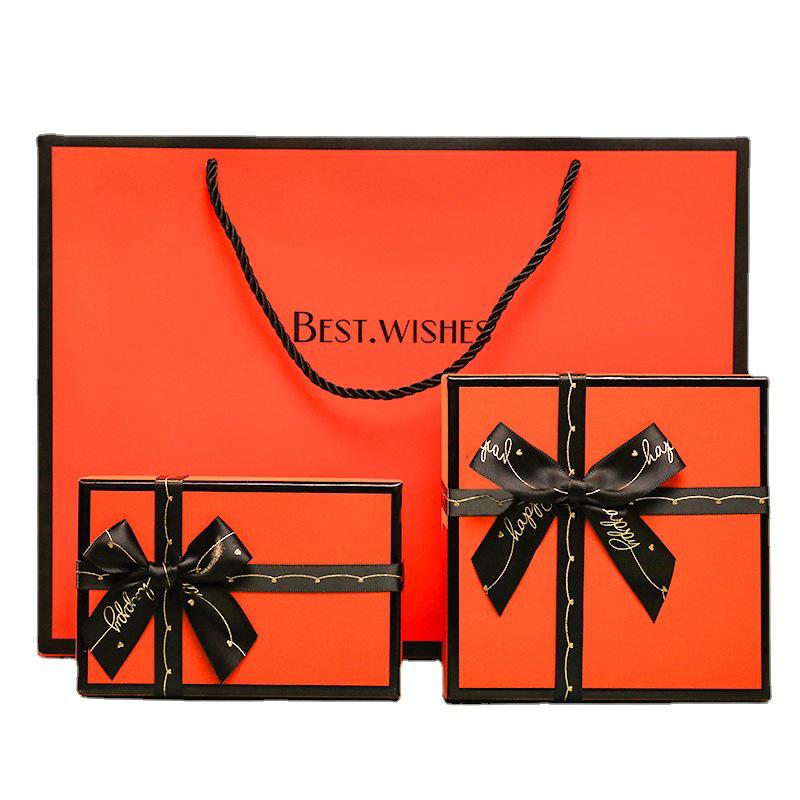 Orange Gift Box with Exquisite Bow for Cosmetics, Lipstick, and Perfume Packaging