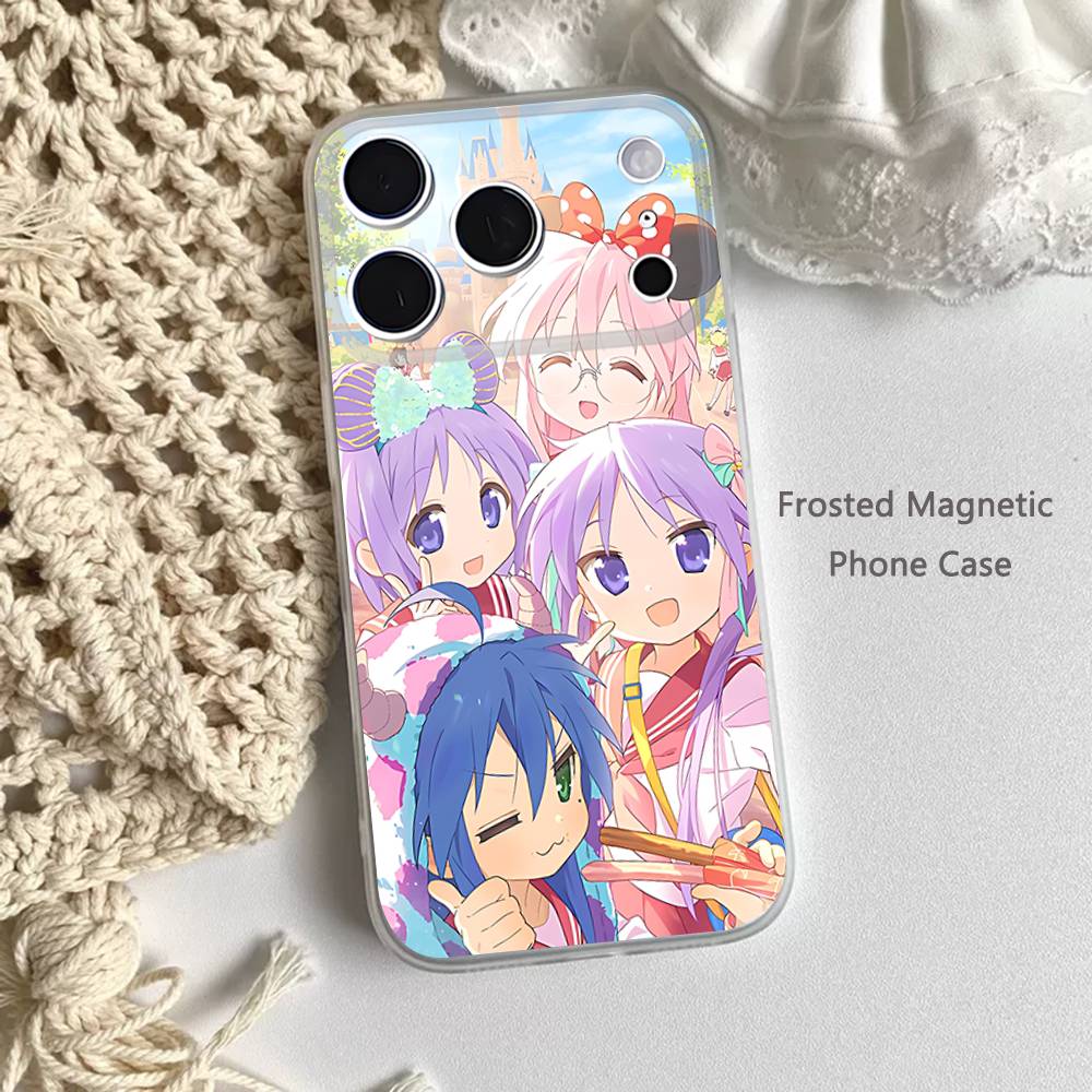 K-Konata Izumi Lucky S-Star Frosted Clear Magnetic Case for iPhone 17,16,15,14,13,12,11 Pro,Max,Plus,Mini,Air,E