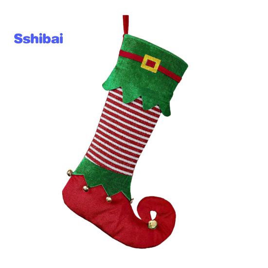 Christmas Elf Stocking Large Capacity Adorable Reusable Holiday Decoration Xmas Tree Kids Gift Candy Bag Hanging Sock Pendant Party Supplies
