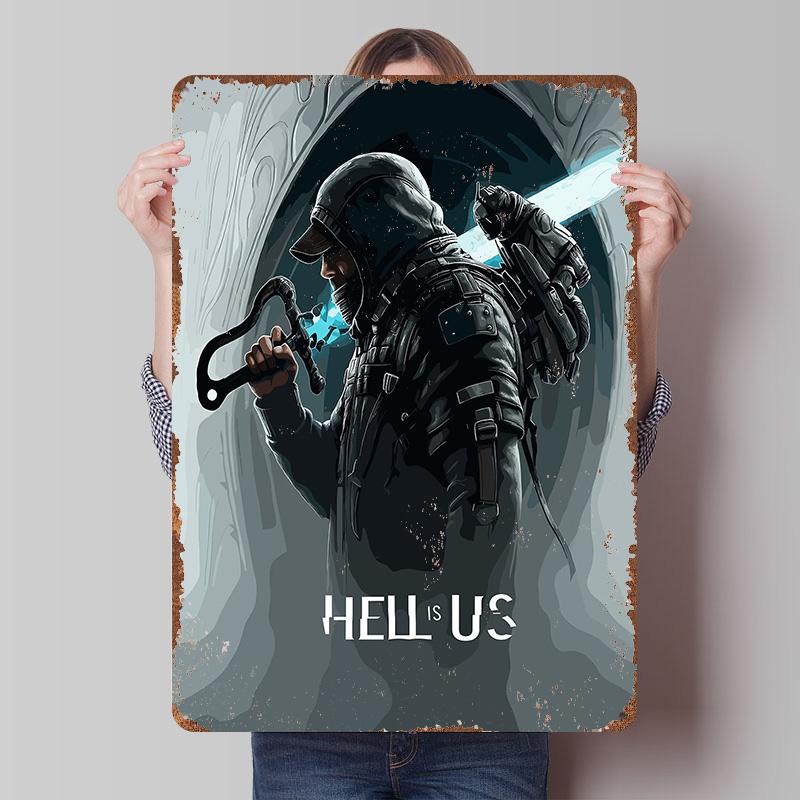

Hell Is Us Game Poster Customized Wall Art Vintage Metal Signs Retro Tin Plaque for Man Cave Apartment Decoration Room Wand Deko 7.9x11.8In(20x30cm)