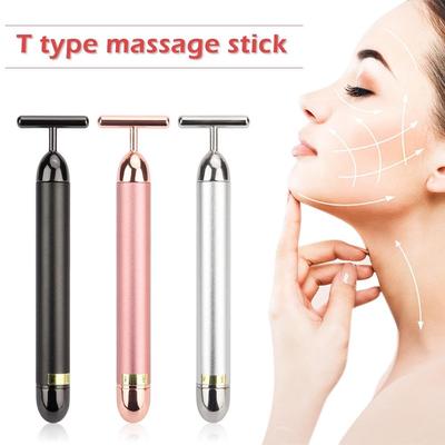 24K Gold Facial Lifting Bar Roller T Shaped Vibrating Tool Face Slimming Massager Facial Beauty Skin Tightening Care Remove Face Wrinkles