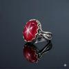 Red Star Ruby Ring, 925 Sterling Silver, Unique Designer Ring, Flash Light Star Ruby, Oval-Shaped Gemstone, 6 Ray Star Ruby Jewelry