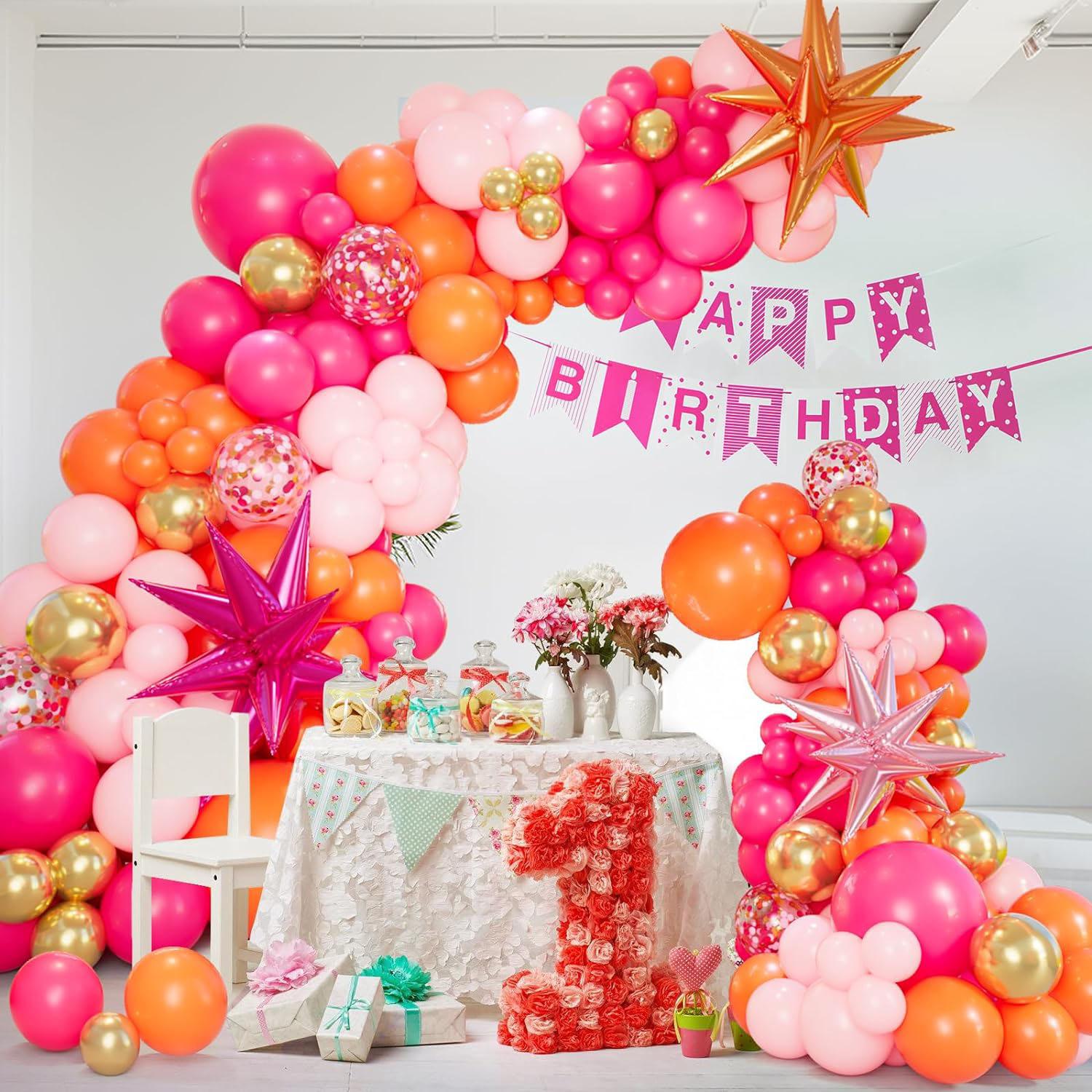 

Pink and Orange Balloon Garland Arch Kit Different Size Balloons for Birthday Baby Shower Wedding Summer Party Decoration Other&Other