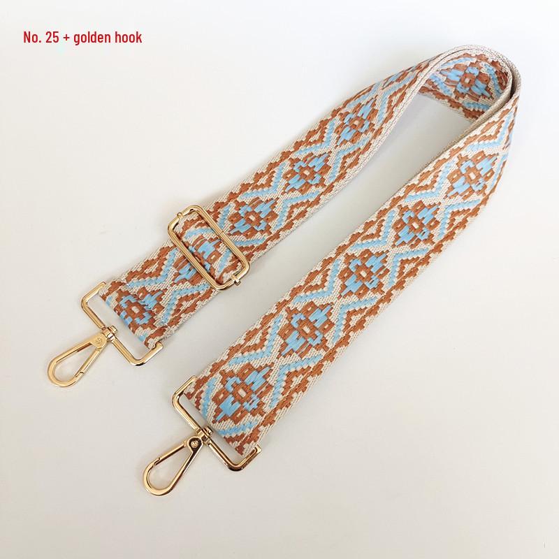 Etniczny Wzór Nylonowy Pasek do Plecaka z Regulowaną Długością i Metalowymi Akcesoriami - Odporny na Zużycie i Poszerzony dla Komfortu