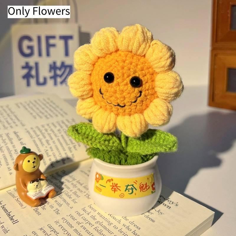 Zombies Vs Plants Knitted Sunflower Potted Ornament Home Decor Girls Gift