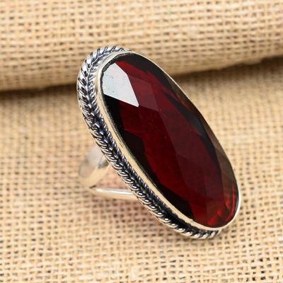 Red Garnet Gemstone Handmade 925 Sterling Silver Wedding Jewelry Ring