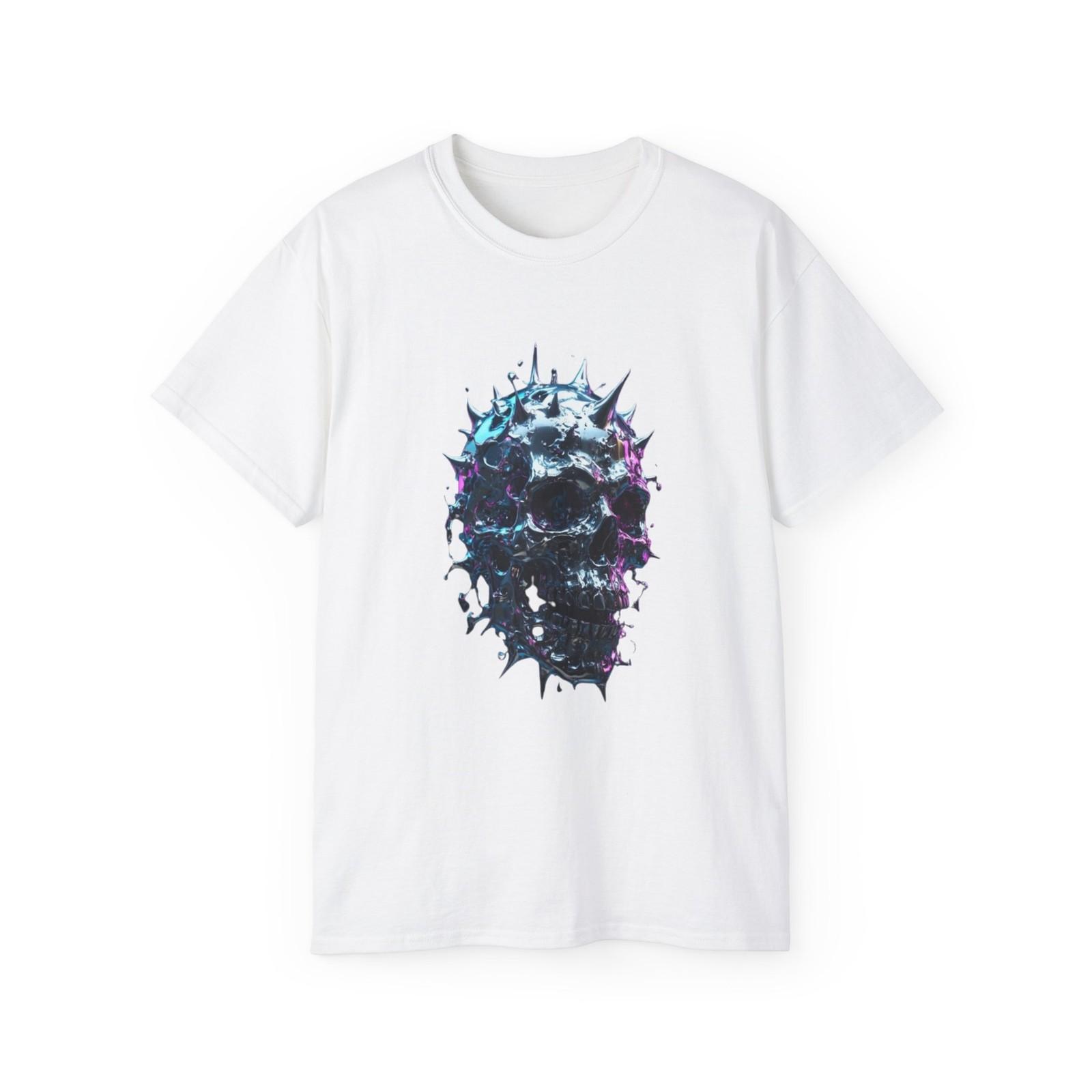 Spiky Neon Skull Tee | Grunge Goth Skull Shirt S