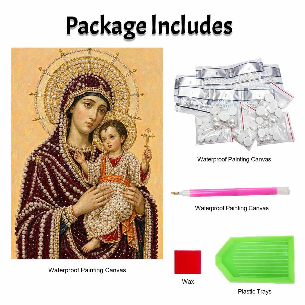 DIY 3D Pearl Diamond Painting Art Set Religious Madonna and Child Home Decor Art Set Wall Art