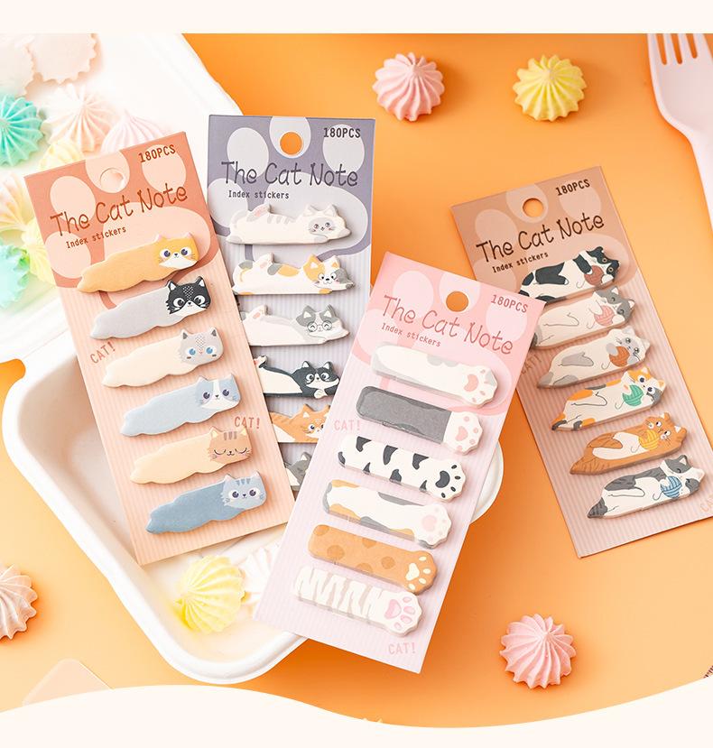 4pcs Kawaii Cat & Puppy Shaped Memo Stickers Self-Adhesive Cartoon Index Labels Sticky Notes Creative Classification Pad