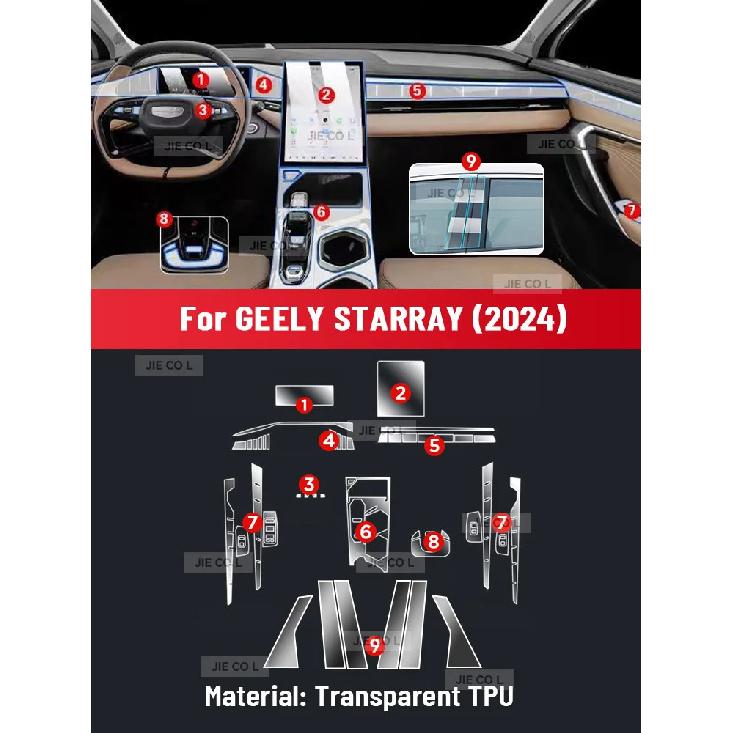 Auto Central Control Screen TPU Navigation Anti Scratch interior Protection Film GPS Navigation For GEELY STARRAY 2024
