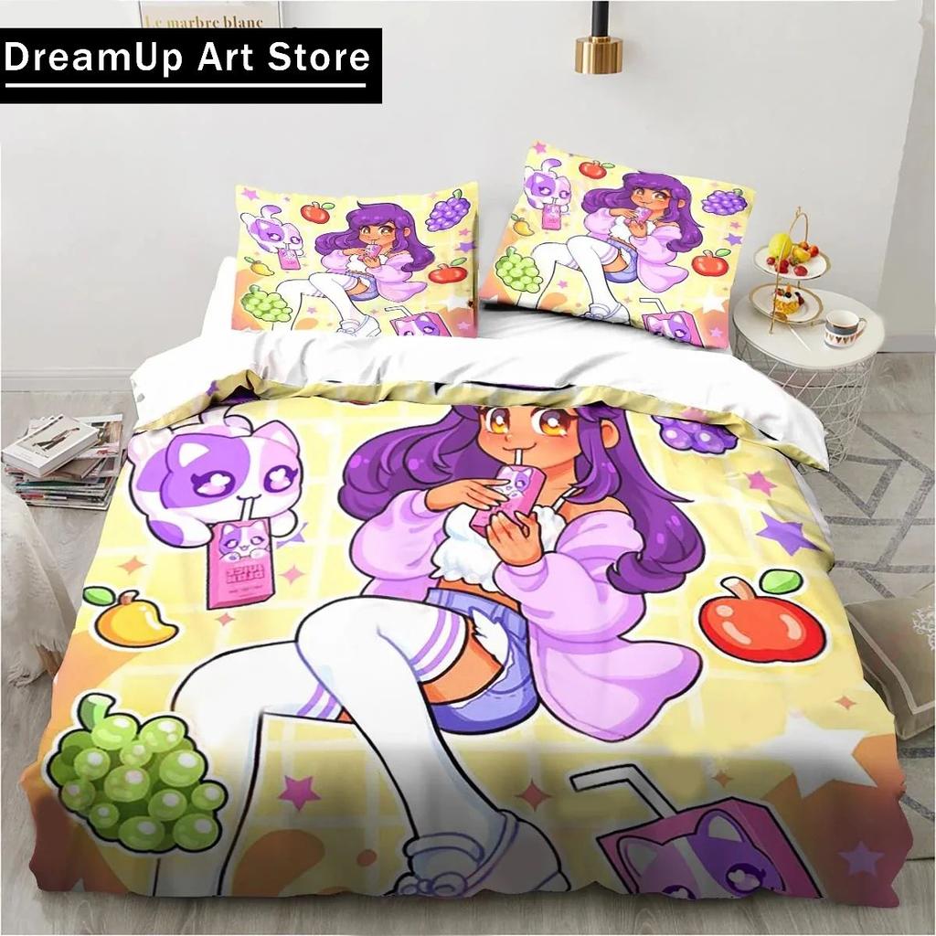 Cartoon Game Cute Aphmau with Wings Bedding Set Boys Girls Twin Queen Full Size Duvet Cover Pillowcase Bed Adult Bedroom