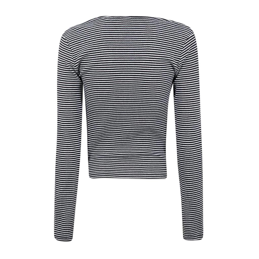 Levis Womens/Ladies Pinstripe Ribbed V Neck Long-Sleeved Top