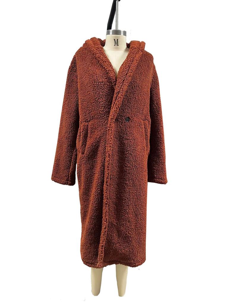 Women's Autumn & Winter Long Sleeve Plush Hooded Coat