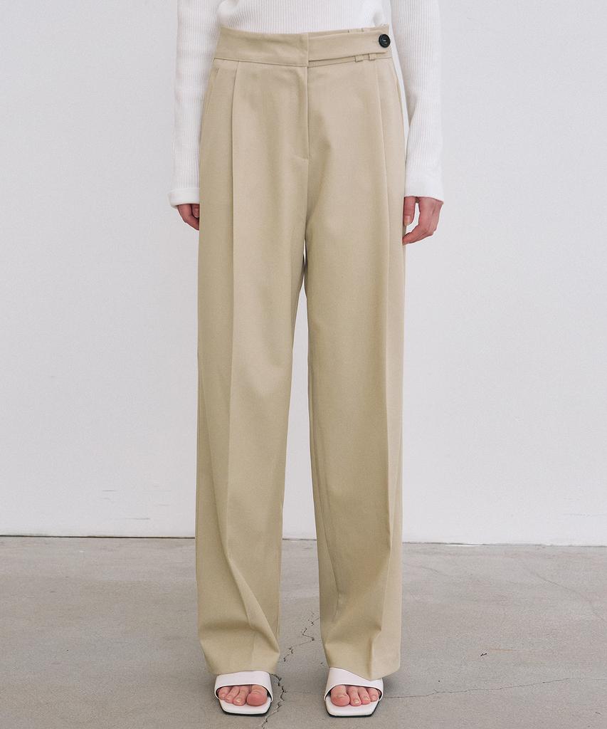 Nigaennikol Minimal Classic Pintuck Slacks_Beige