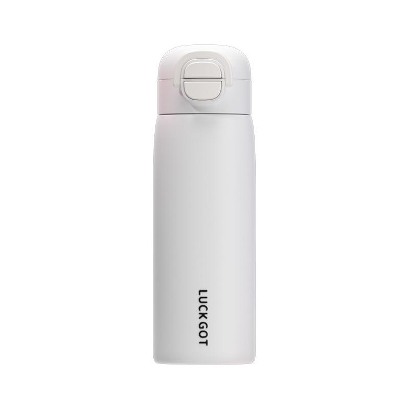 500ml 316 Stainless Steel Insulated Water Bottle, Dual-Use Flip Straw Thermos with One-Touch Lid 500ml белый