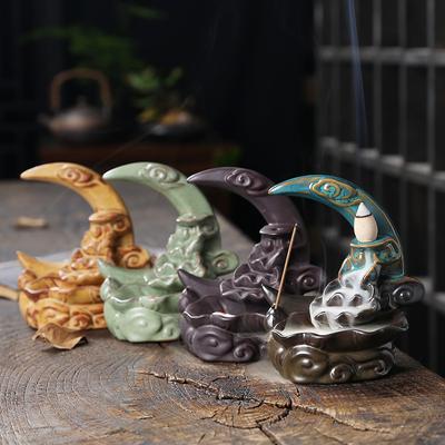 Kreativer Wasserfall Räuchergefäß Der Mond Heimdeko Räucherstäbchenhalter Lotus Keramik Räuchergefäß Kunsthandwerk Zen Meditationsdeko