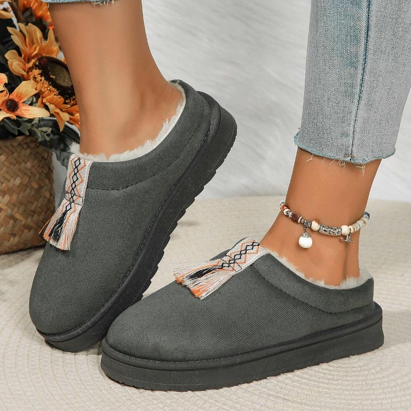 Winter Thick-soled Snow Boots Botas Mujer 2024 New Plush Slippers Fashion Solid Color Simple Home Warm Suede Women's Ankle Boots
