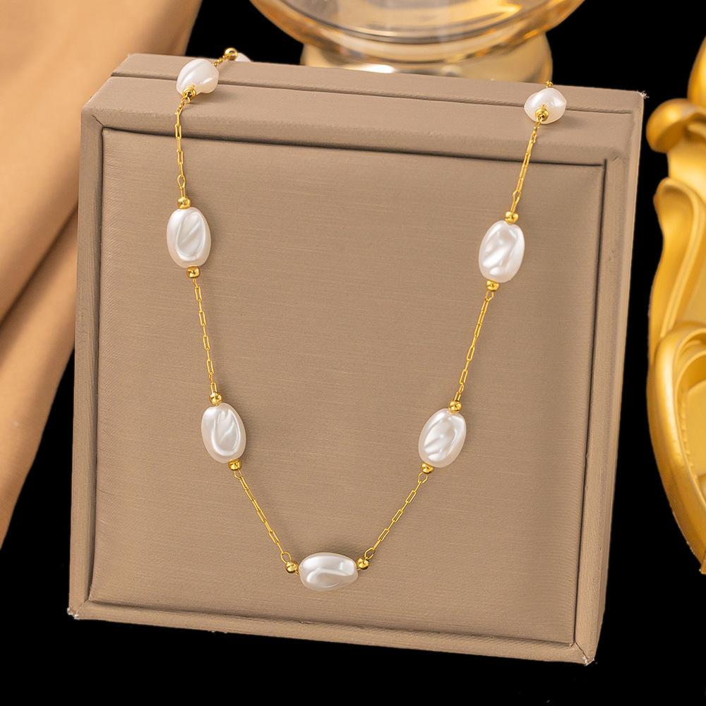 Summer New Temperament Versatile Baroque Pearl Necklace Women's Natural Stone Necklace Women's Simple and Advanced Sense
