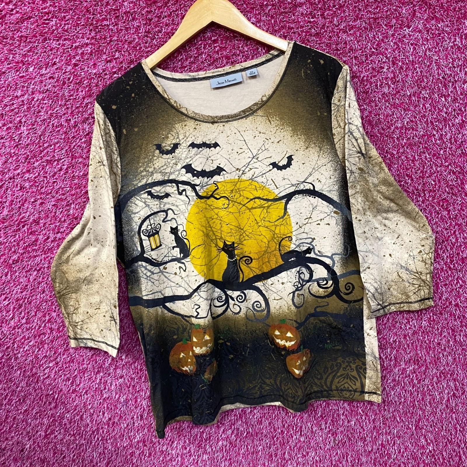 

Halloween Top Full Moon Witchy Quarter Sleeve T-Shirt XL XL