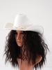 Women's Bridal Top Hat with Pearl & Gold Ribbon - Festival Cowboy Hat