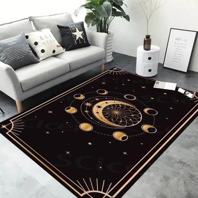 Alfombra Pentagrama Sol Luna Bruja Altar para Sala de Estar Decoración Gótica Alfombras para Zona de Mesa de Sofá Felpudo de Baño Alfombrillas Antideslizantes para el Suelo