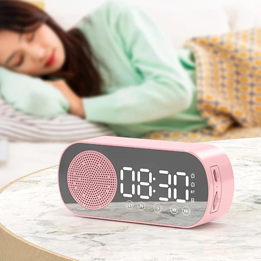 Wireless Bluetooth Speaker Digital Alarm Clock Support TF FM Radio Sound Box Bass Subwoofer Boombox Desktop Music Player
