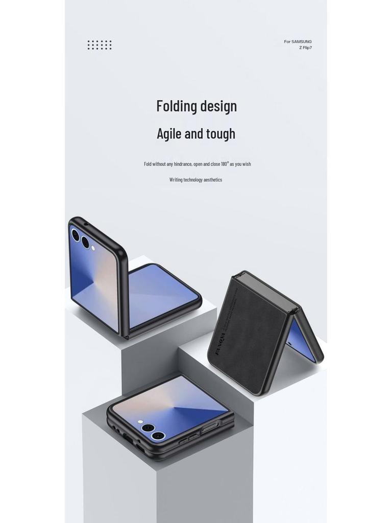 Samsung ZFlip7 Case: Ultra-Thin Lambskin Leather, Frosted Finish, Anti-Drop, Anti-Slip, for Foldable Screen.