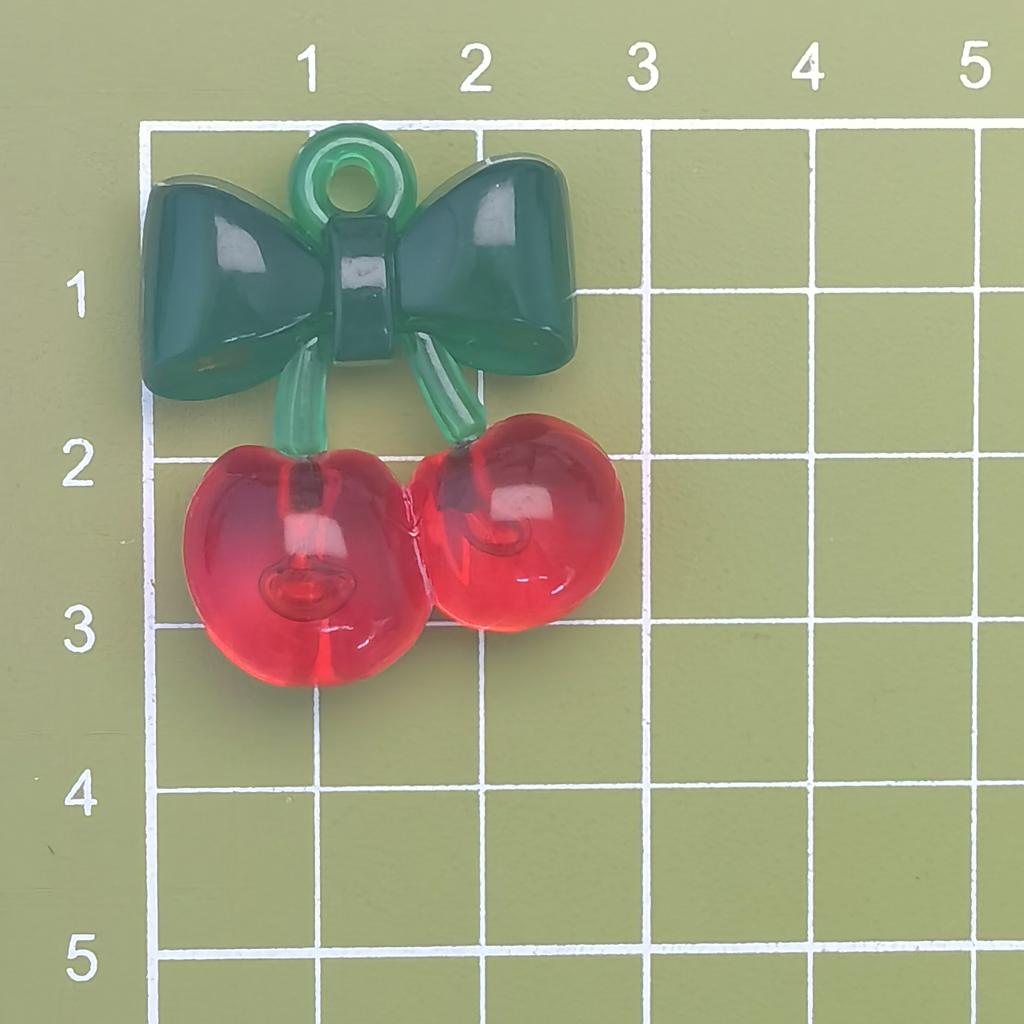 Hot Selling 100Pcs/Bag Acrylic Plastic Cherry Fruit Charms Pendants DIY Bracelet Earrings Jewelry Accessories Handmade Materials