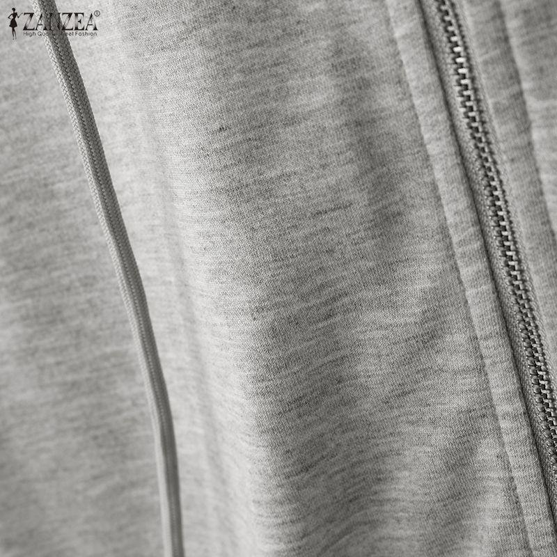 ZANZEA Women Casual Long Sleeve Hoodies Thin Cardigan Outwear