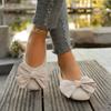 Mocassins d'été pour femmes grandes tailles avec nœud et bout ouvert