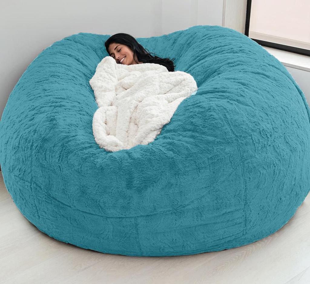 Plush Faux Fur Bean Bag Sofa - Available in 5FT, 6FT, and 7FT Sizes