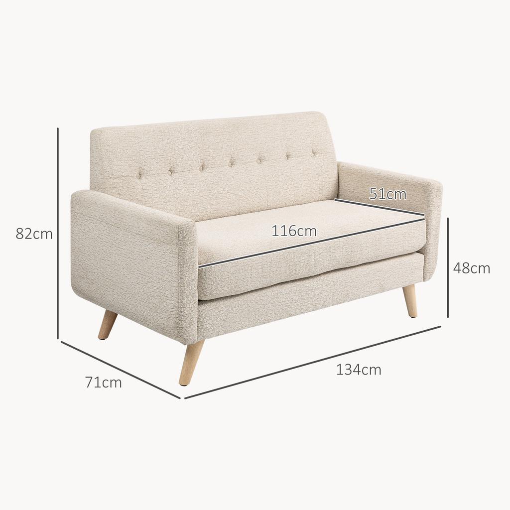 Two-Seater Sofa, Comfortable, 134x71x82 Cm, Beige