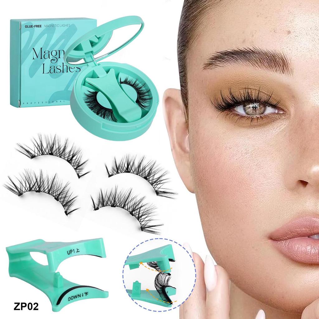 New Magnetic False Eyelashes Set: Colored, Glue-Free, One-Piece Design with Integrated Box.