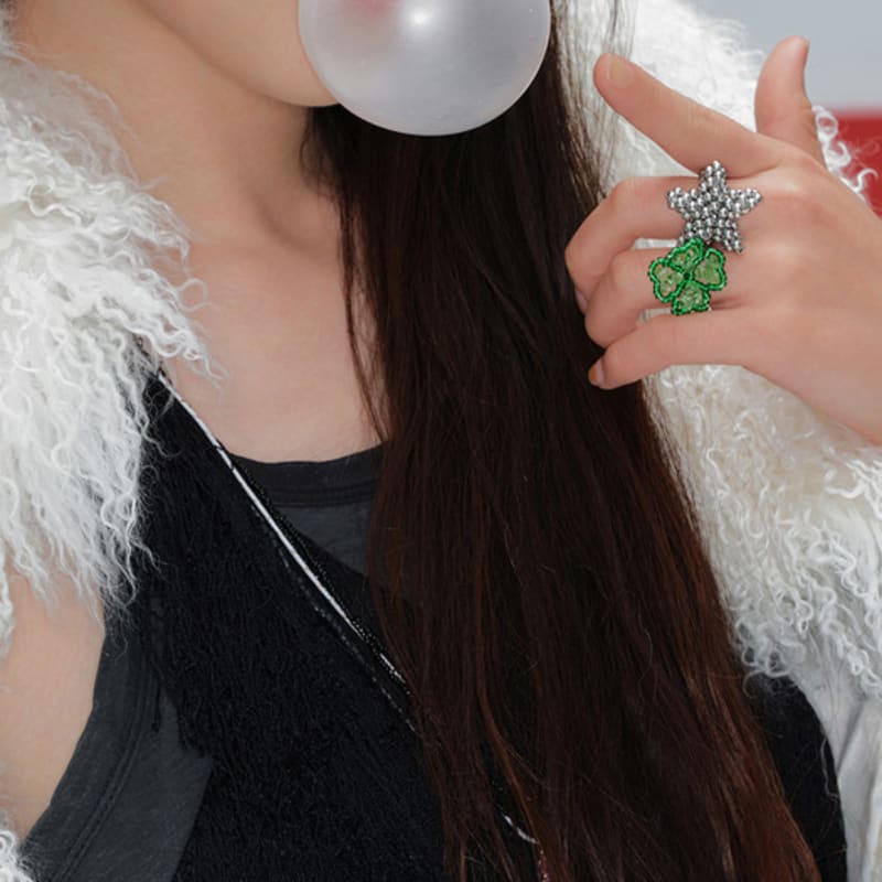 Eireve BEADED METAL STAR RING (SILVER)