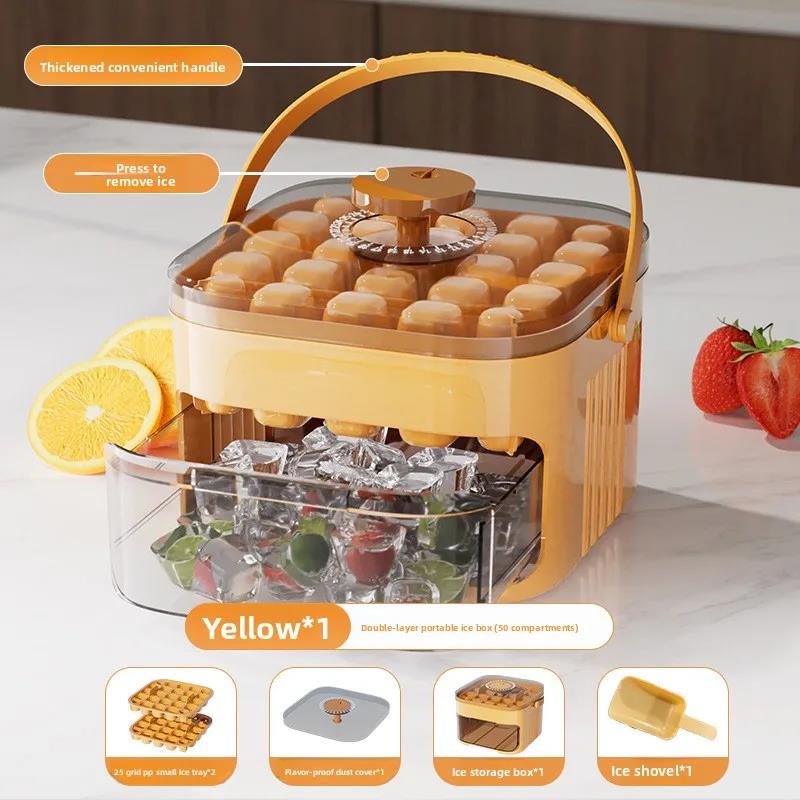 50-Cube Ice Maker with Easy Press Cap with Easy-press Lid Large Capacity Ice Cube Machine Reusable Food-grade Ice Cube Mold 6