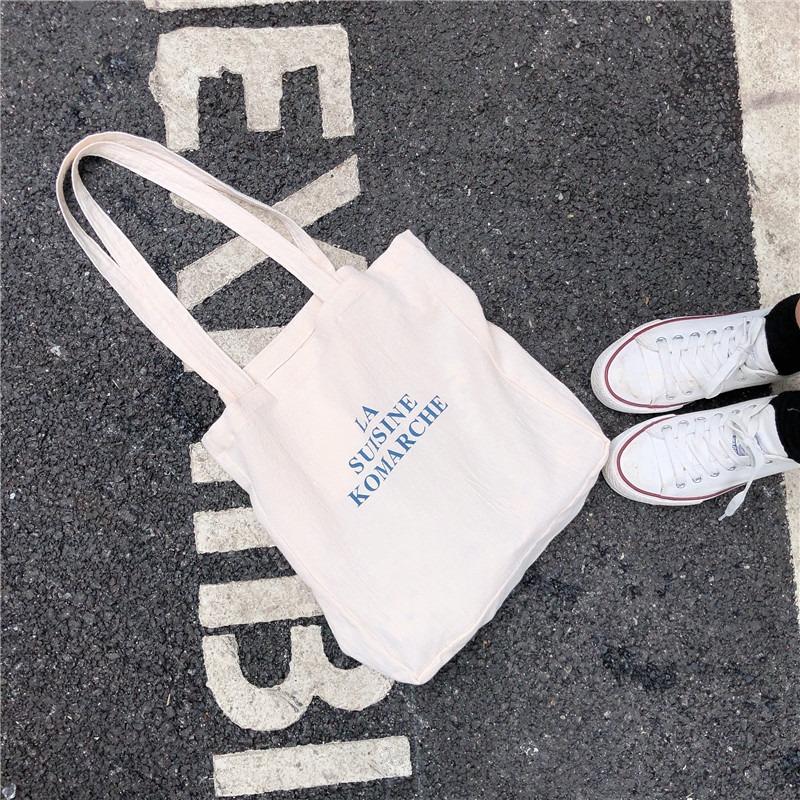 Small Fresh Tote Bag Shoulder Bag Student Casual Hand Carry Shopping Bag Woman