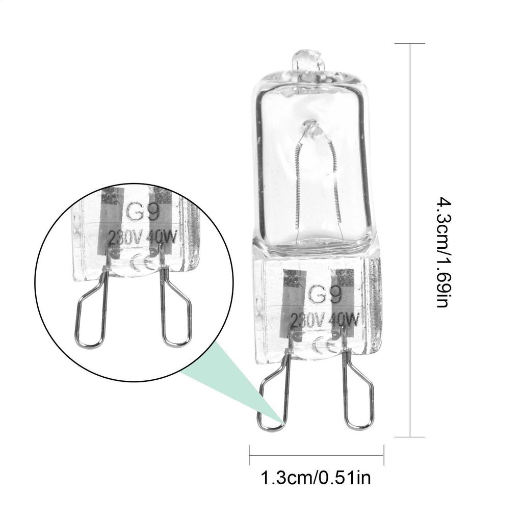 40W G9 Backofenlampe Hochtemperaturresistent 110V/220V 350LM Halogenlampen für Kühlschränke 2000H Lange Lebensdauer Mikrowellenlampe