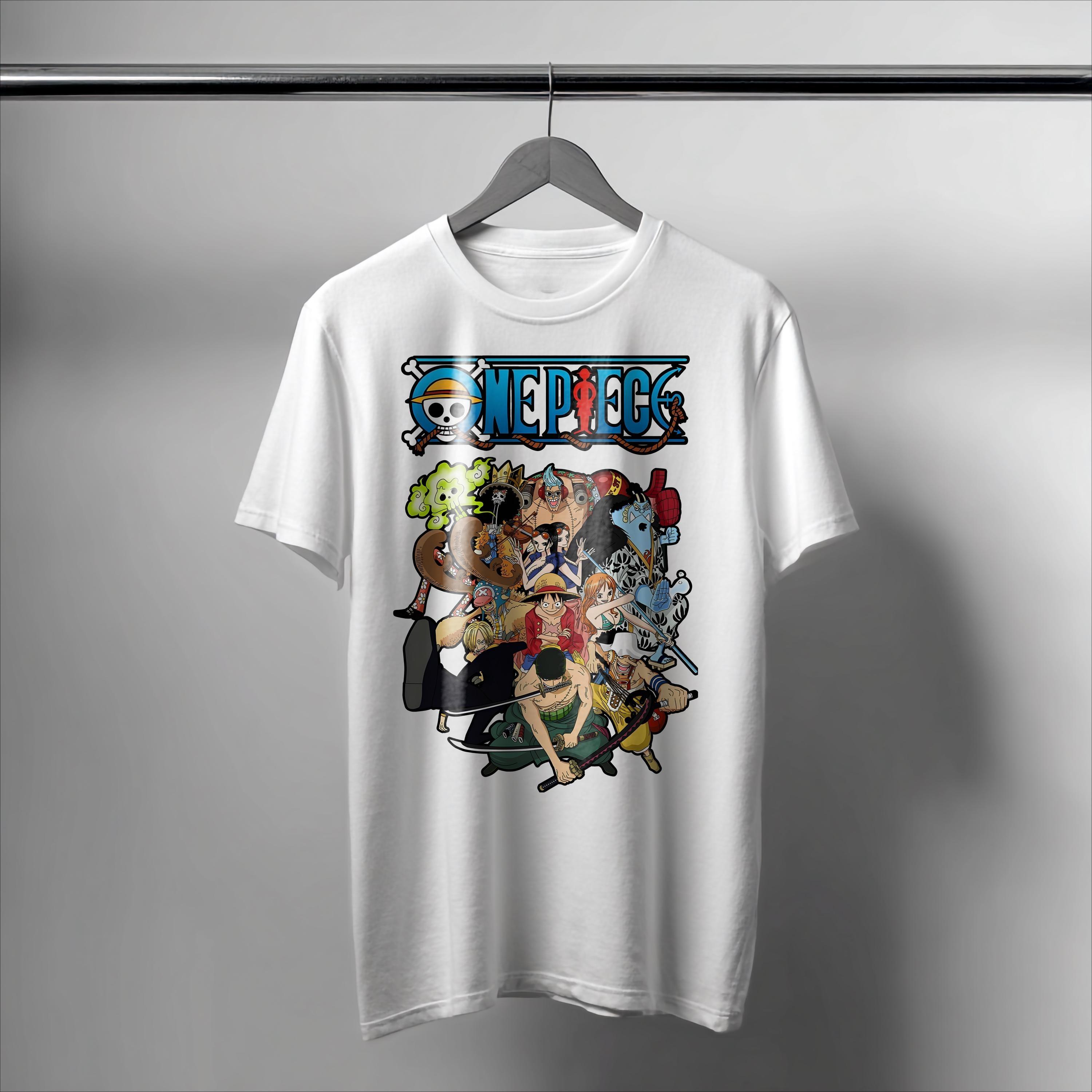 

Summer Hot Selling Anime One Piece Cartoon Tshirt Unisexs Round Neck Short Sleeved Tshirt S