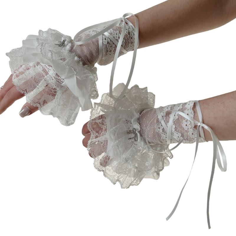 Lace Wrist Cuffs For Shirt Sweater Balletcore Elaborate False Sleeve Ornament Lace Brim Sleeves False Wrist Cuffs